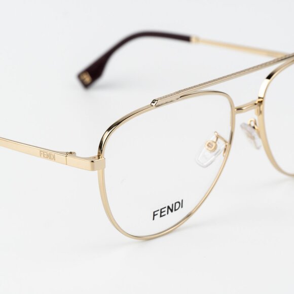 Fendi TRAVEL Women Eyeglasses Metal Shiny Clear Gold Demo Pilot FE50077U 032 NEW - Picture 7 of 12
